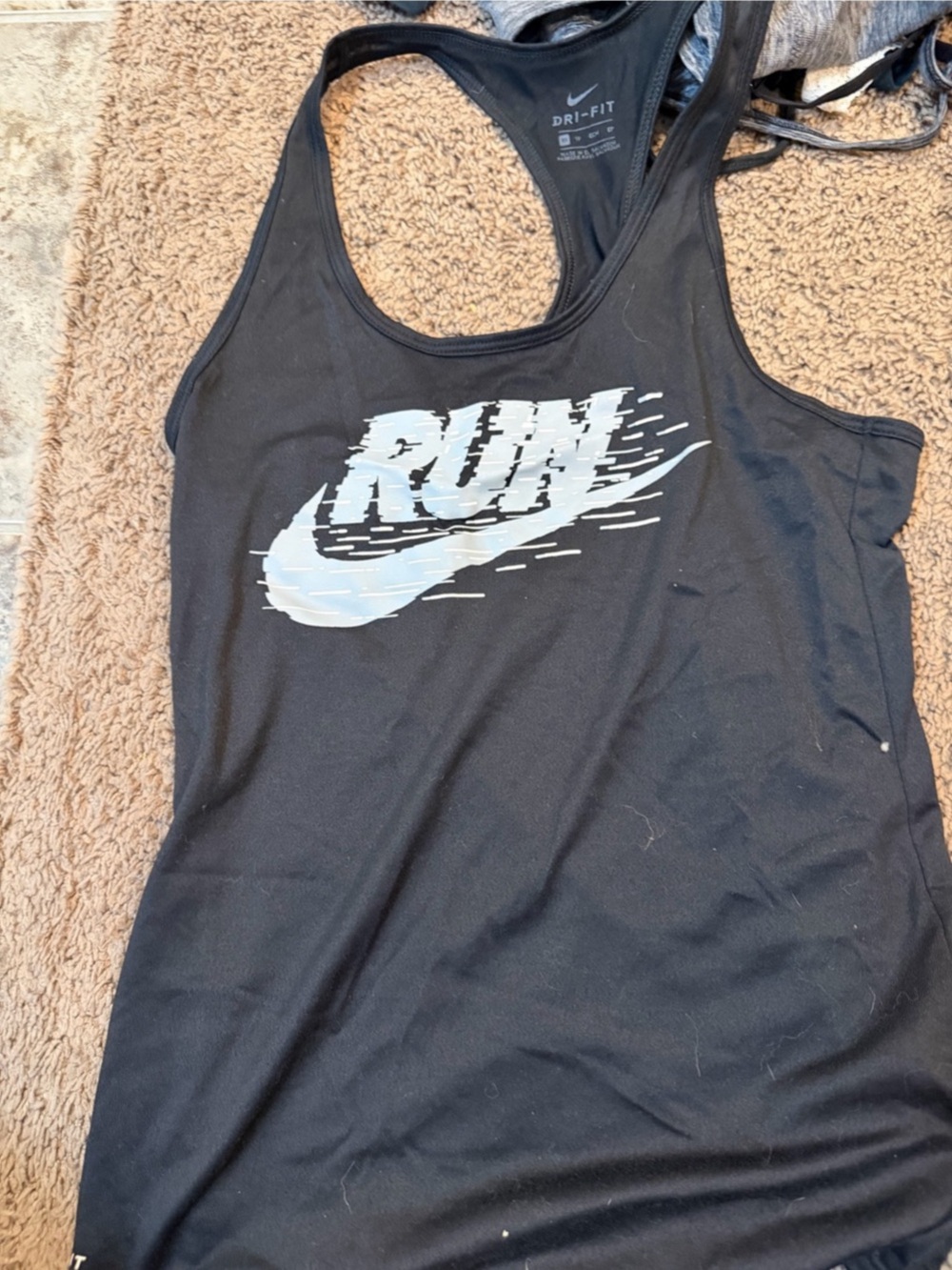 Nike Dri-FIT Swoosh Run Tank Black & White